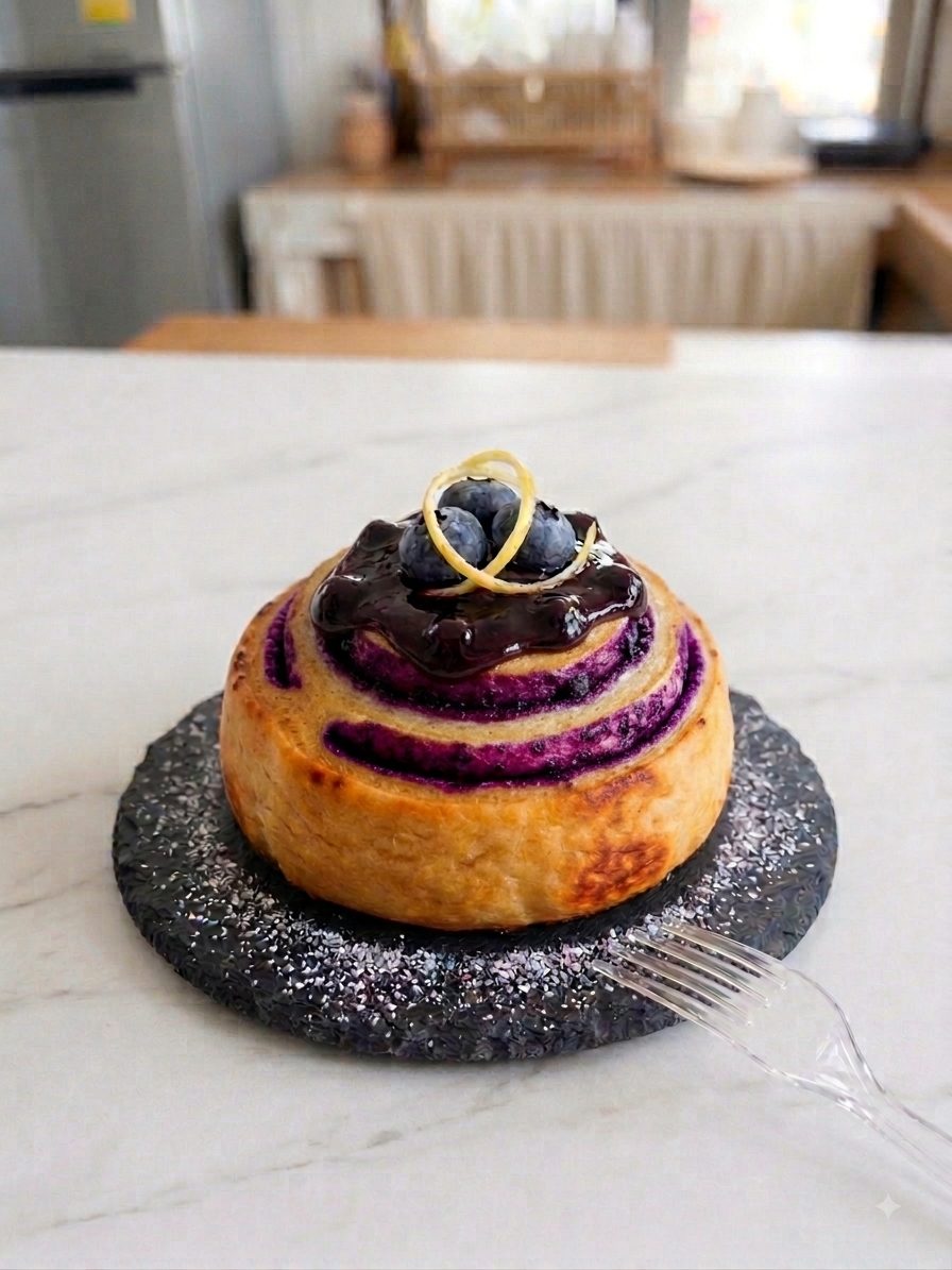 Blueberry lemon cinnamon roll, Buriram Thailand