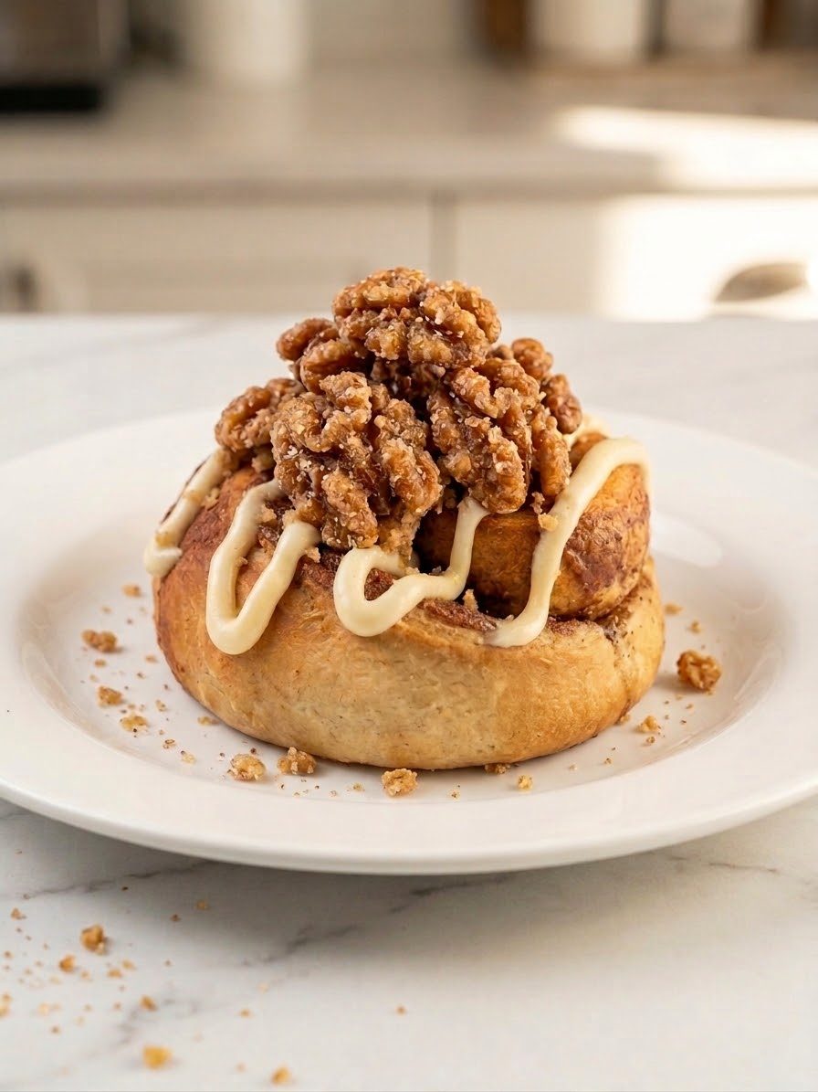 Chai latte cinnamon roll with candied walnuts, Buriram