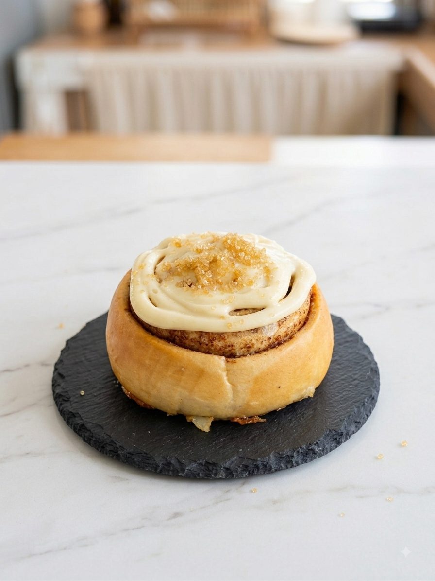 Classic cinnamon roll with cream cheese icing, Buriram Thailand