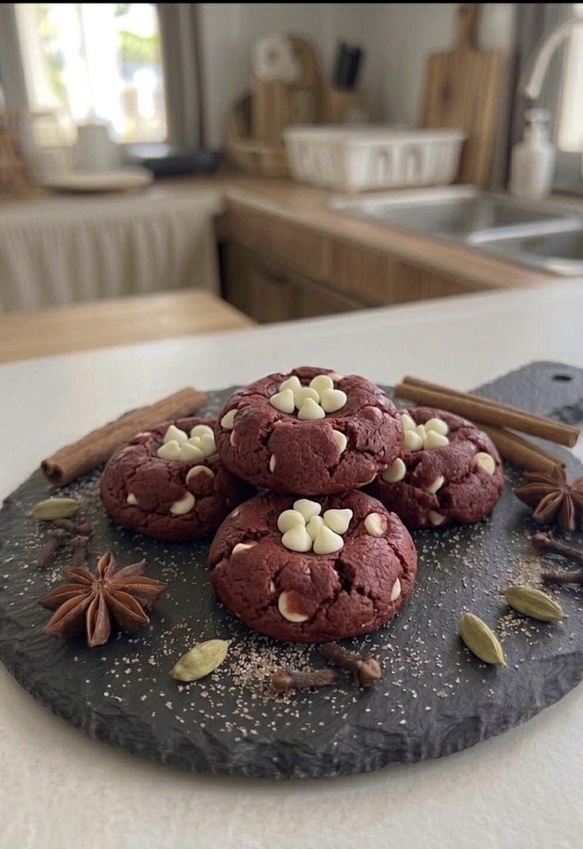 Red velvet cookie with white chocolate chips, Buriram Thailand