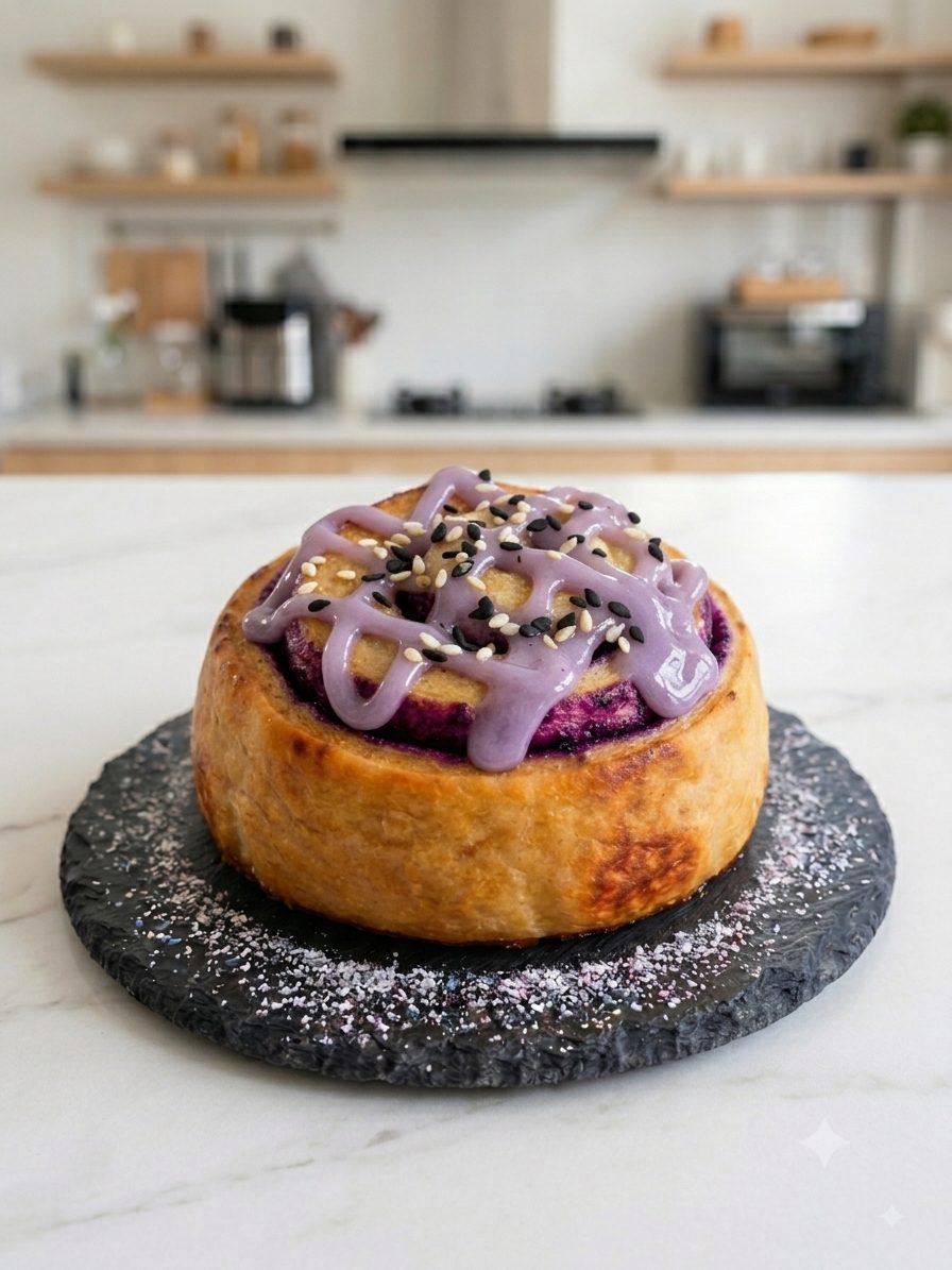 Taro and condensed milk roll, Buriram Thailand